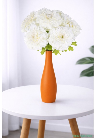 Yapay Çiçek Sitesi Yapay İri Kafalı Gerbera Buketi 6lı Beyaz