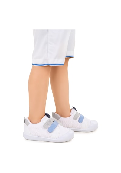Kiko Kids Textile Cırtlı Erkek Bebek Spor Ayakkabı Beyaz - Mavi