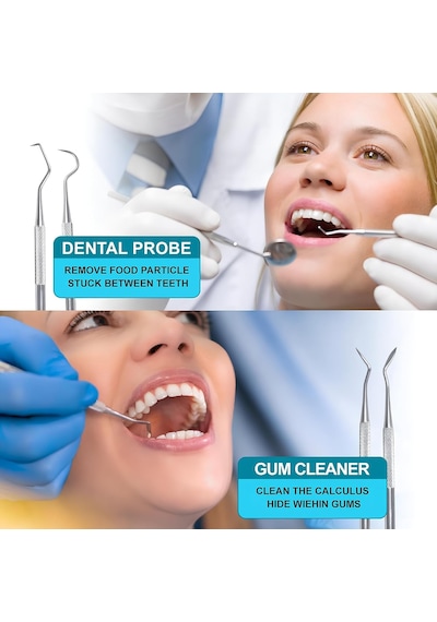 Dental Ağız Bakım Seti, 6 Adet Paslanmaz Çelik Aparat, Kutulu Diş Tartar Dil Temizleyici, Diş Arası Ve Diş Bakımı İçin Etkili Derinlemesine Temizlik Sunan Profesyonel Paslanmaz Çelik Ağız Diş Bakımı