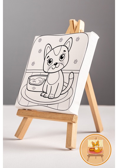 Sevimli Kedi Çocuk Eğitici Tuval Boyama Hobi Seti