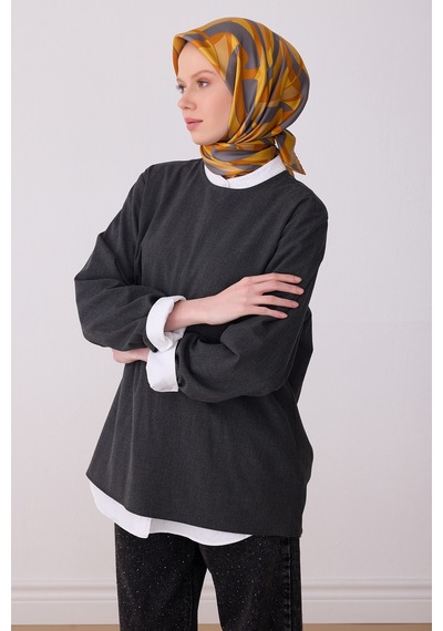 Belli Geometrik Desen İpek Twill Eşarp - 2026 İlkbahar-yaz T 4327 Sarı