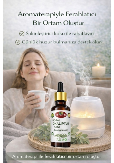 Safvital Okaliptus Yağı 20 Ml Bitkisel Aromaterapi Yağı Ferahlatıcı Koku Günlük Kullanım Cilt Bakım Yağı