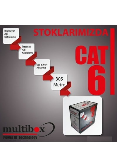Multibox 305 Metre Cat6 Kablo 23 Awg Ip Kamera Kablosu