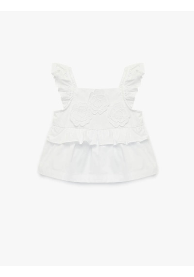 Koton Çiçek Detaylı Beyaz Kız Bebek Bluz 6smg60006aw Beyaz