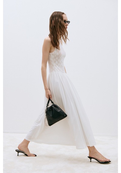 Suud Collection Ekru Lacy Dantelli Maxi Elbise