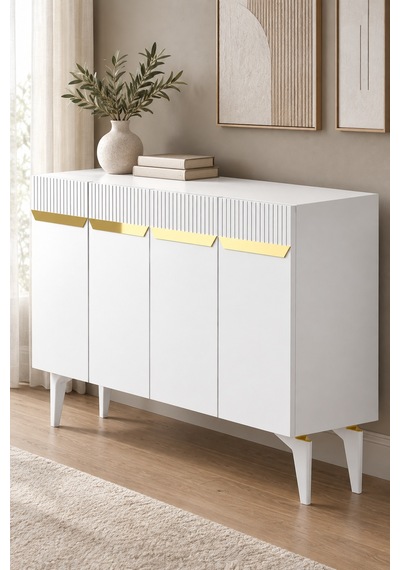 Ka1244bg Duma Konsol Beyaz-gold 120cm Beyaz - Gold