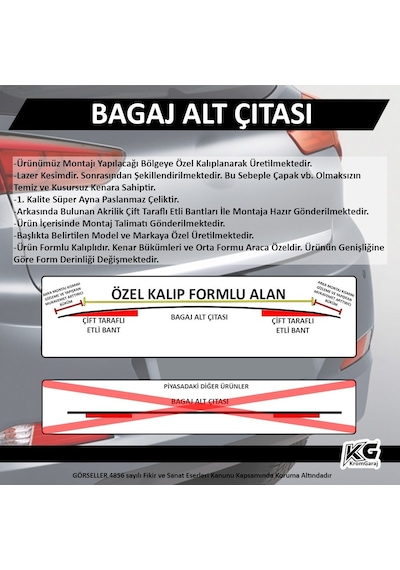 Peugeot 206 Hb Formlu Krom Bagaj Alt Çıtası 2005 Üzeri Paslanmaz N11.4229