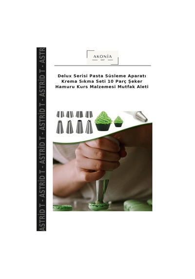 Delux Serisi Pasta Süsleme Aparatı Krema Sıkma Seti 10 Parç Şeker Hamuru Kurs Malzemesi Mutfak Aleti Çok Renkli