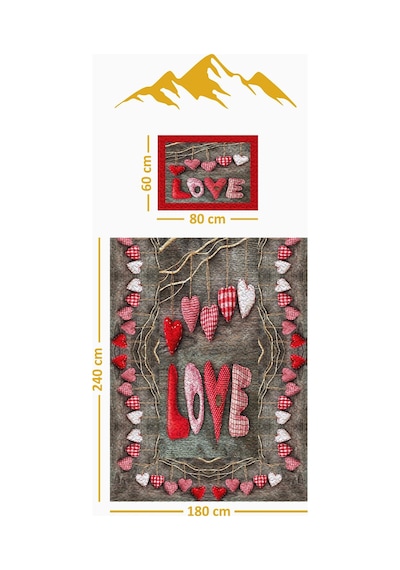 Love Yazılı Kadife Kumaş Kapitoneli Tek Kişilik Yatak Örtüsü Seti 2 Parça Tky0043 Çok Renkli