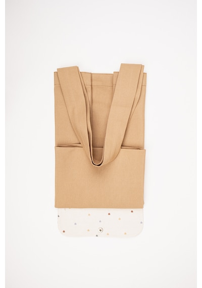 Fabric Craft Bag Alışveriş Çantası Katlanabilir Pamuklu Bez Çanta 42x47 Cm Kahverengi