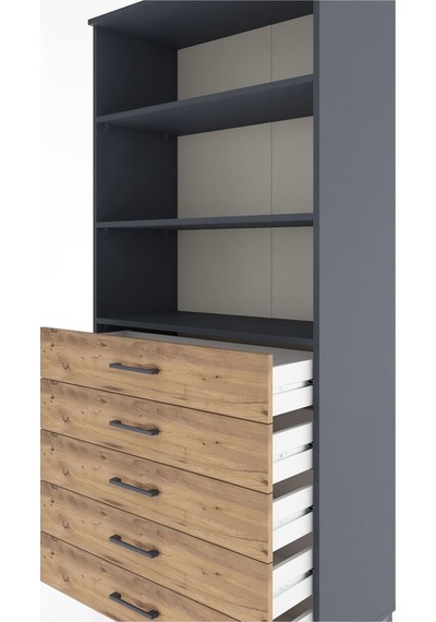 Hyperion Dolap 3 Raflı 5 Çekmeceli 88x44x195 Antrasit-çam Antrasit Hyperion Dolap 3 Raflı 5 Çekmeceli 88x44x195 Antrasit-çam Antrasit