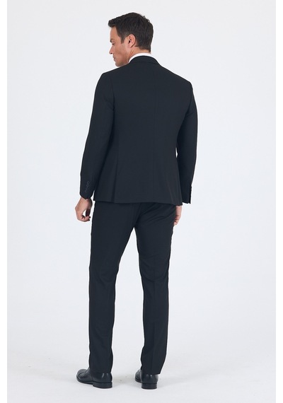 İmza Siyah Mono Yaka Yelekli 6 Drop Slim Fit Tam Astar Esnek Takım Elbise 1001260186