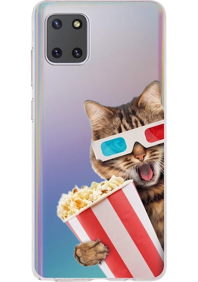 Samsung Galaxy Note 10 Lite İle Uyumlu Kedi 1 Kamera Korumalı Şeffaf Kılıf Şeffaf