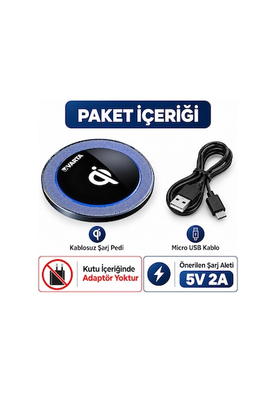 Varta Qi Kablosuz Şarj Cihazı - Telefon Kulaklık Wireless