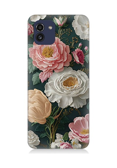 Samsung Galaxy A03 Uyumlu Çiçek Deseni Desenli Silikon Kılıf
