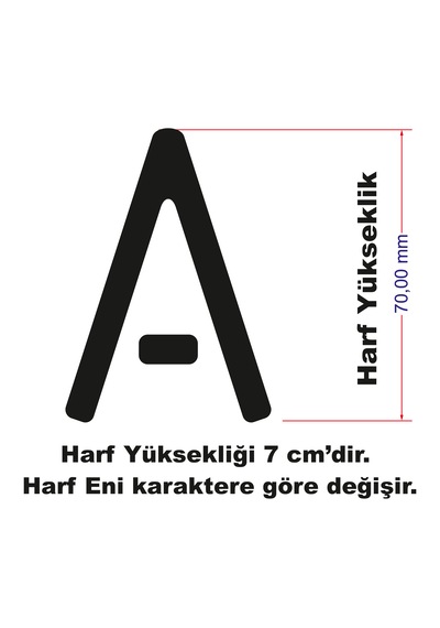 Stencil Harf Boyama Şablonu X029 Harf Yüksekliği 7 Cm