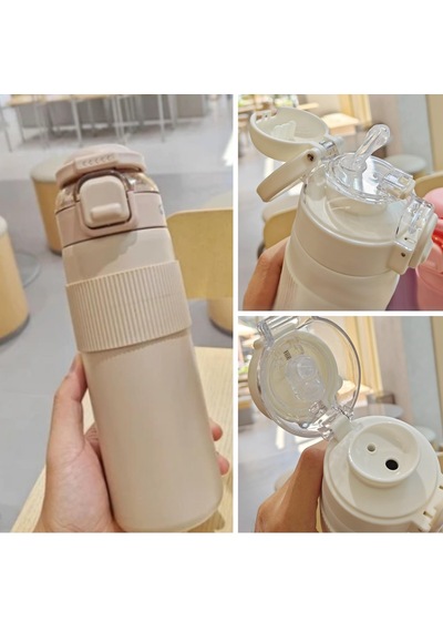 Paslanmaz Çelik Termos 700 Ml-tektuşla Açılır Çift Kullanımlı Kapak Gri