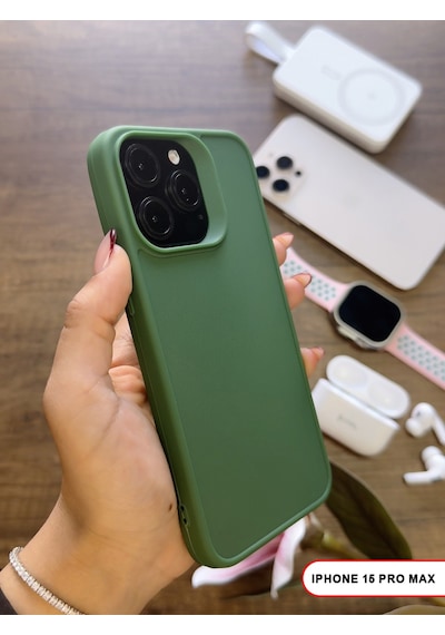 Apple iPhone 15 Pro Max Uyumlu Kamera Korumalı Darbeye Dayanıklı Renk Atmayan Keep Silikon Kılıf Haki
