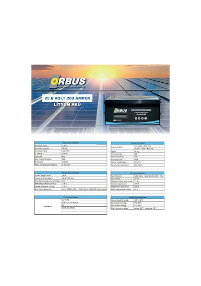 Orbus 25.6 V 200 Ah Lifepo4 Lityum Akü