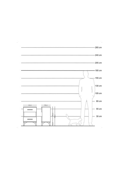 Arges Komodin Tek Raflı 2 Çekmeceli 44x30x64 Aytaşı-antrasit Aytası