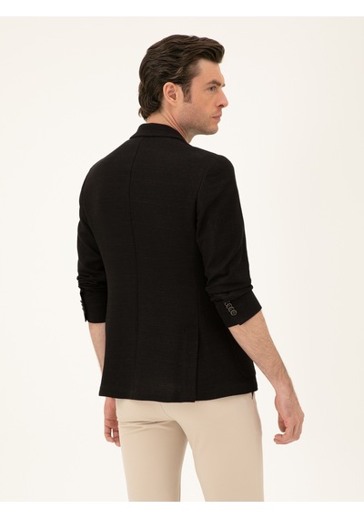 Cacharel Siyah Slim Fit Pamuk Karışımlı Ceket