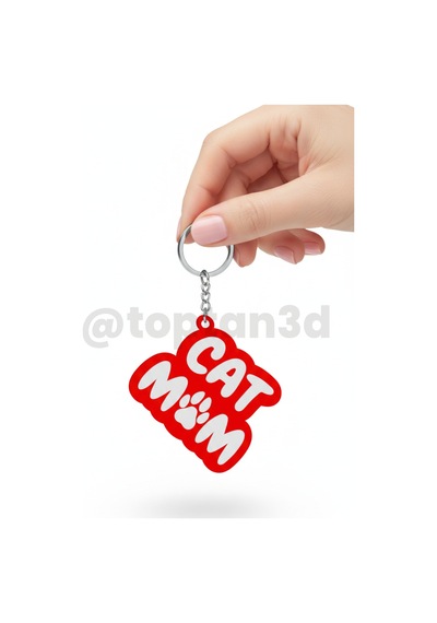 10 Adet Cat Mom Anahtarlık Hediyelik, 3d Kedi Sahiplerine Özel Anahtarlık