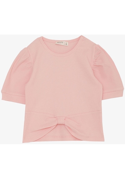 Breeze Kız Çocuk Crop Tişört Göbek Dekolte Detaylı 8-14 Yaş, Pembe-pembe Pembe