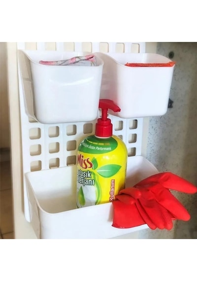 Seviye Ayarlanabilir 3'lü Düzenleyici Raf 1 Geniş 2 Dar Raflı Çok Amaçlı Pratik Mutfak Banyo Ofis Organizer Diğer