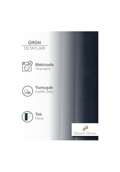 Br Demor Home 1/2 Sık Pile Derin Mavi Kadife Dokulu Fon Perde Ütü İstemez En Çok Satılan