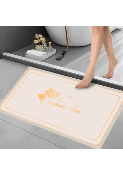 Dijital Kaymaz Yıkanabilir Banyo Mutfak Salon Paspas Halısı Trend Modern Al4011 krem