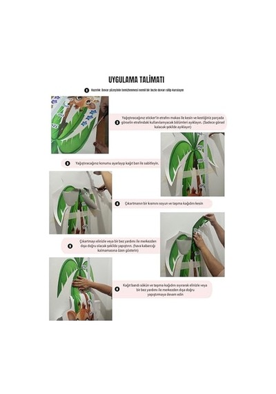 Gökkuşağı Ve Çiçek Desenli Duvar Sticker Mat Pvc, Kolay Uygulanan, Sökülebilir Dekoratif Duvar Çıkartması