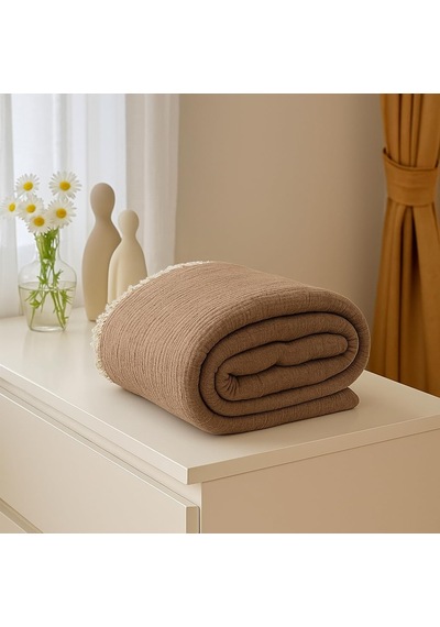 Müslin Kahverengi 6 Katlı Yorgan Çift Kişilik 240x220 Cm Çok Renkli