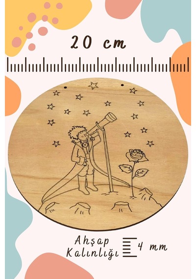 Art İnside Küçük Prens Teleskop Ahşap Boyama Tuval Seti Hediye Hobi Kiti 20 Cm Genel