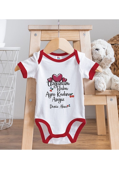 Bk Gift Bk Kids Kişiye Özel Aynı Kadına Aşığız Tasarımlı Kırmızı Bebek Body Zıbın-2 3-6 Ay