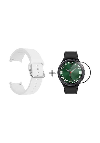 Forzacase Samsung Galaxy Uyumlu  Watch 6 Classic 47mm İçin Silikon Kordon Kayış + Ekran Koruma Filmi - Fc163 Beyaz