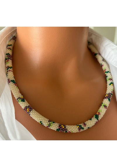 Chichibeads Günlük Şıklık El Yapımı Kolye Bileklik Set Beyaz - Yeşil