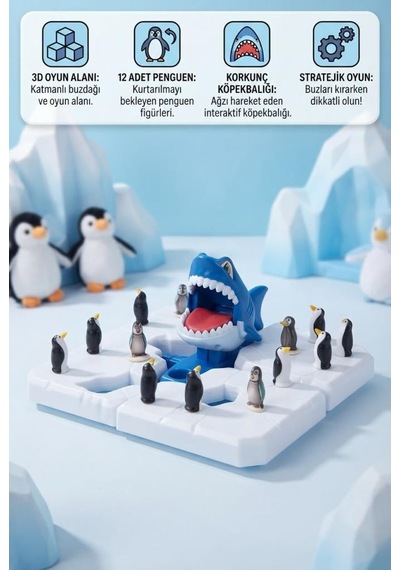 Köpekbalığını Kim Uyandıracak Penguenleri Köpekbalığından Kurtar 12 Penguenli Strateji Oyunu