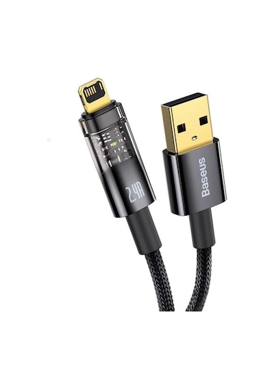 Şeffaf Uçlu İphone 45w Usb Hızlı Ve Dayanıklı Şarj Ve Data Işıklı Örgü Kablo 1 Metre