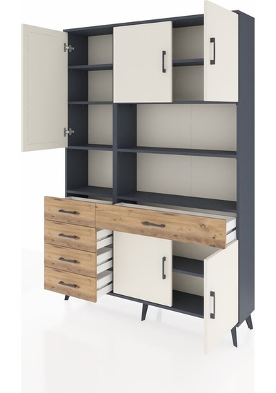 Arges Dolap 9 Raflı 5 Çekmeceli 5 Kapaklı 132x30x195 Antrasit-aytaşı/çam Aytası/atlas Çam Arges Dolap 9 Raflı 5 Çekmeceli 5 Kapaklı 132x30x195 Antrasit-aytaşı/çam Aytası/atlas Çam