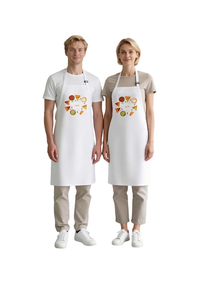 Unisex Mutfak Aşçı Önlüğü Nachos Taco Baskılı Grafik Desen Rahat Beyaz