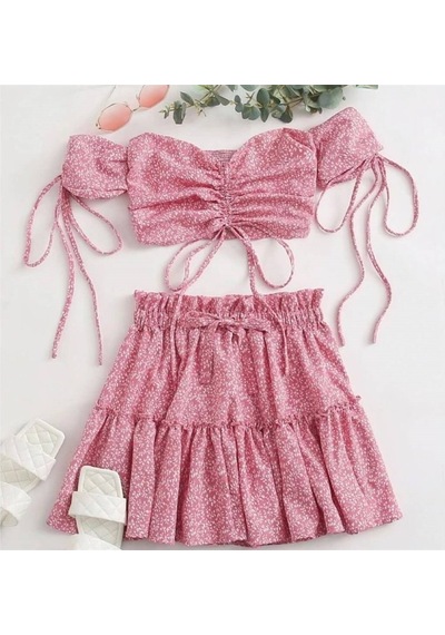 Quzucuk Kids Kız Çocuk Baharlık Pembe Büstiyerli Takım Pembe
