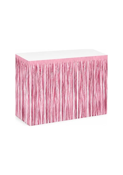 Metalize Mat Pembe Masa Eteği Fon Süs 240x75 Cm Parti Masa Dekorasyon Ve Fon Süsü Çok Renkli