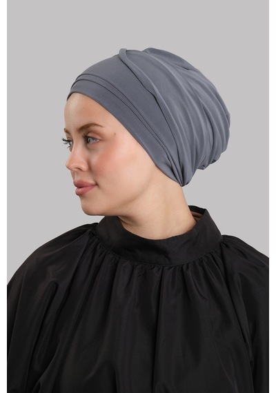 Hürrem Bone Antrasit Versa Kuyruklu Pratik Tesettür Bone Sandy Büzgülü 2515 25