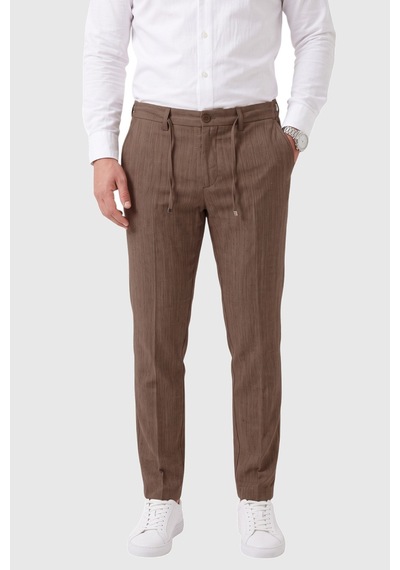 Rizzup Erkek Slim Fit Kırçıllı Kahve Kumaş Pantolon İpli Esnek Bel Likralı Spor Şık Pantolon 2700252 Rizzup Erkek Slim Fit Kırçıllı Kahve Kumaş Pantolon İpli Esnek Bel Likralı Spor Şık Pantolon 2700252