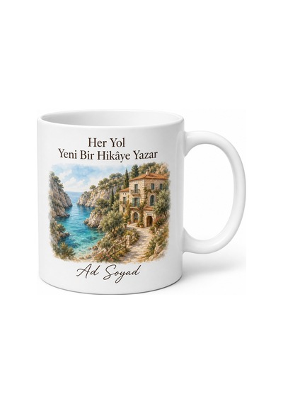 Turizm Seyahat Rotaları Butik Oteller Gizli Koylar Temalı Porselen Kupa Bardak Hediye Beyaz / Çok Renkli