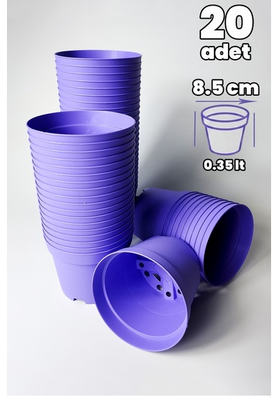 Kaktüs Ve Sukulent Saksısı Bol Drenaj Delikli 8.5 Cm Lila 20 Adet