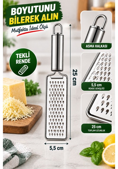 Paslanmaz Çelik El Rendesi Peynir Sebze Çikolata Limon Zencefil Rendesi Askılı Mutfak Gereci El Tipi Gümüş