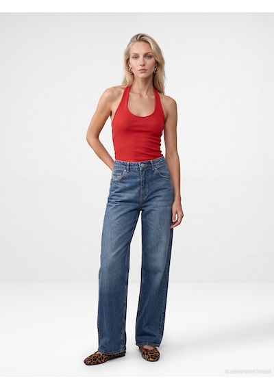 Dilvin 21052 Halter Yaka Top Kırmızı