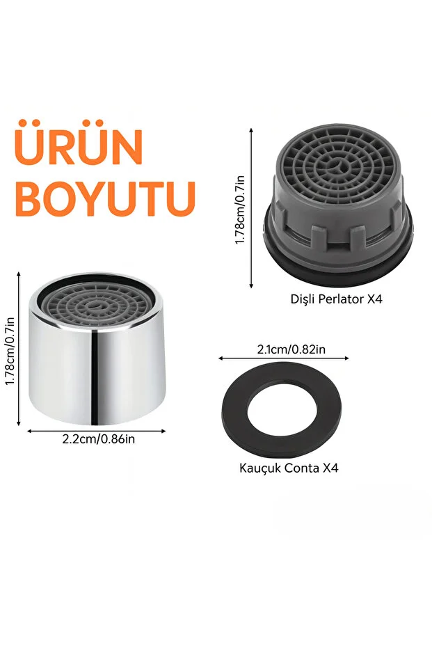 Musluk Perlatörü Su Tasarruflu Krom Pirinç Musluk Ucu Sıçratmaz 1 Adet