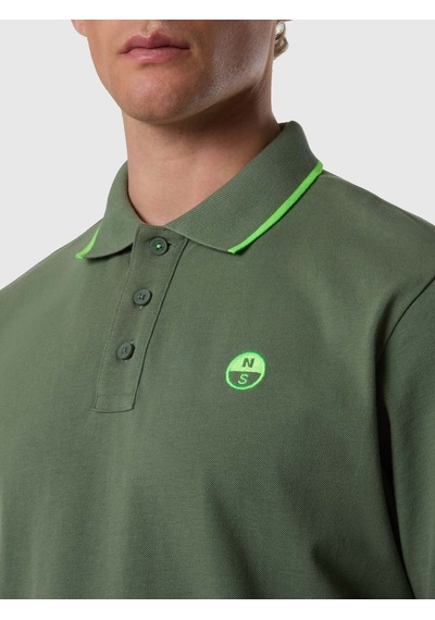North Sails Kontrast Şertili Kısa Kollu Erkek Polo Yaka T-shirt-33501 Yeşil